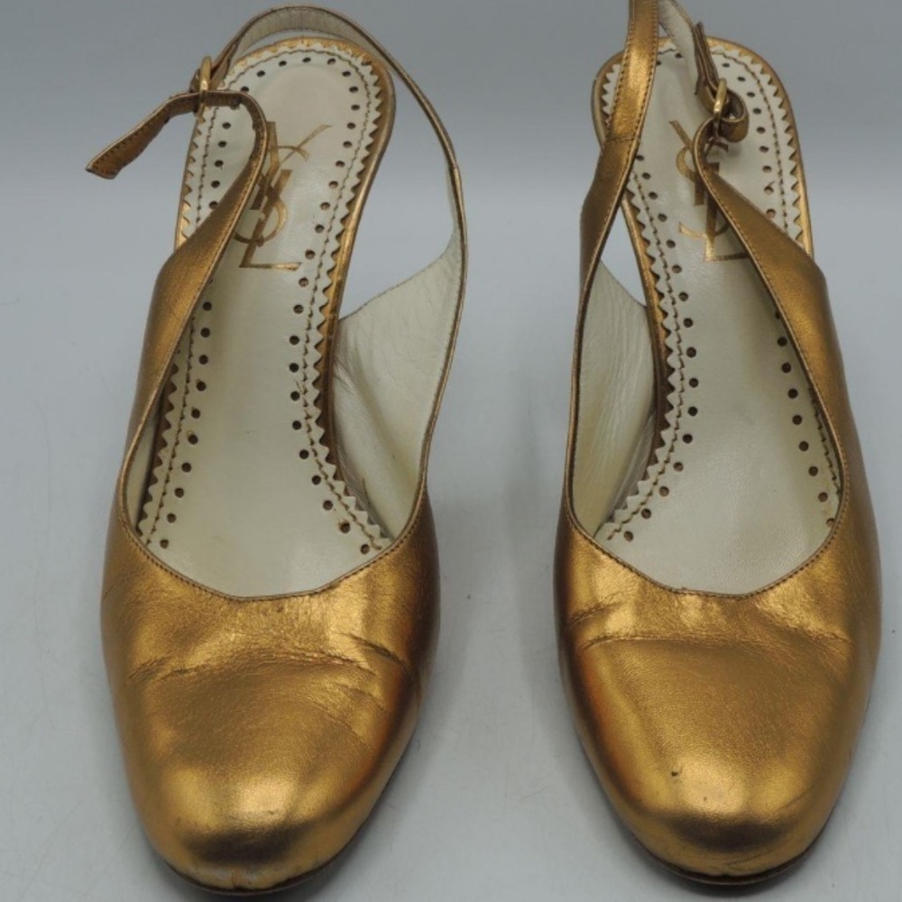 YSL Vintage Gold Slingback - Picture 10 of 11